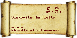 Siskovits Henrietta névjegykártya